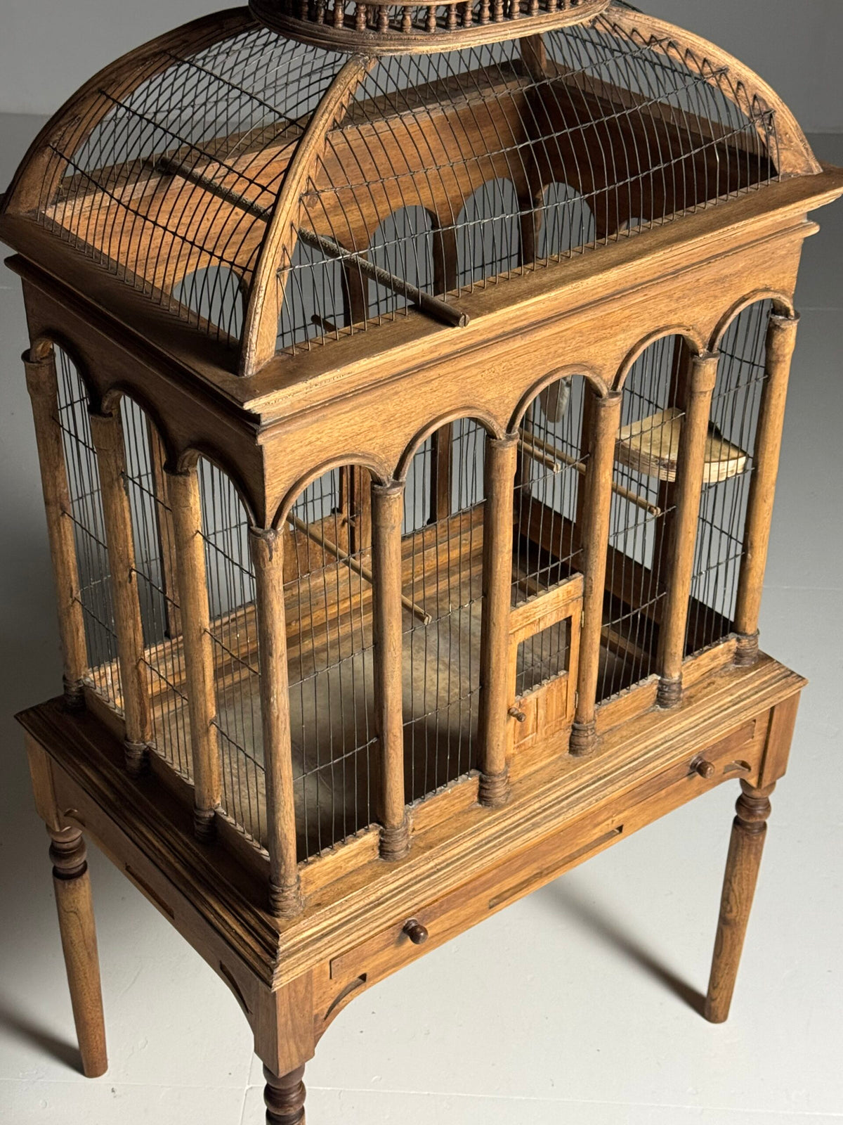 Vintage Solid Teak Birdcage on Legs, photo 7