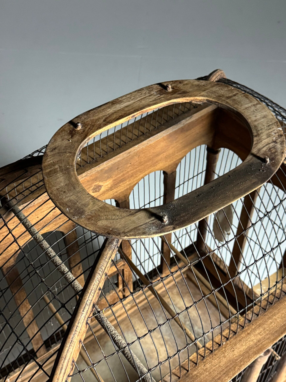 Vintage Solid Teak Birdcage on Legs, photo 6