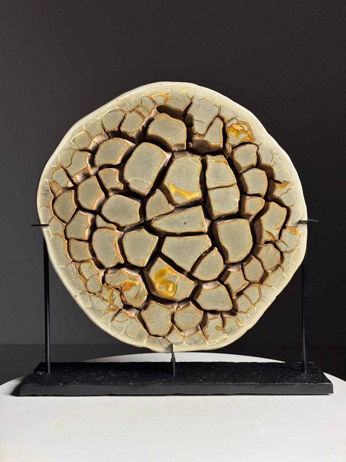 Septaria Nodule Cross Section on Metal Stand, photo 8