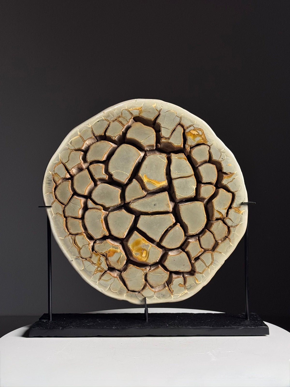 Septaria Nodule Cross Section on Metal Stand, photo 14