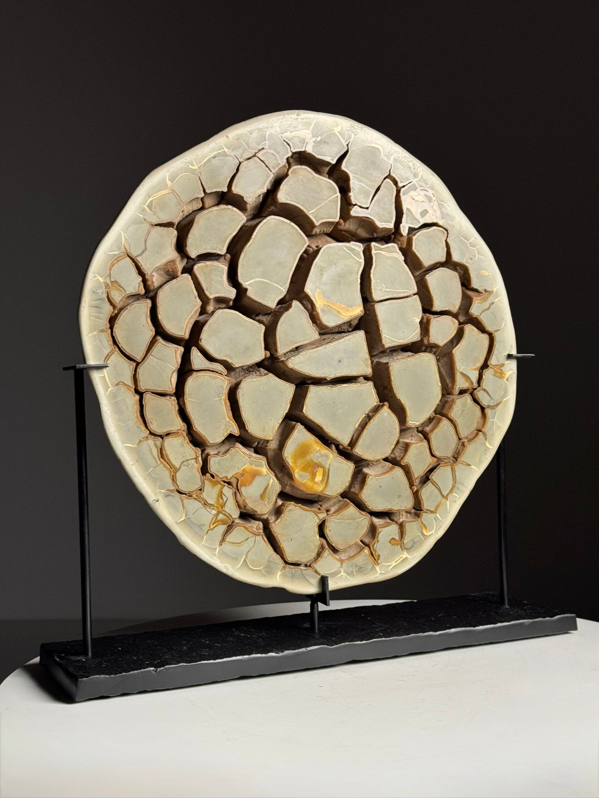 Septaria Nodule Cross Section on Metal Stand, photo 13