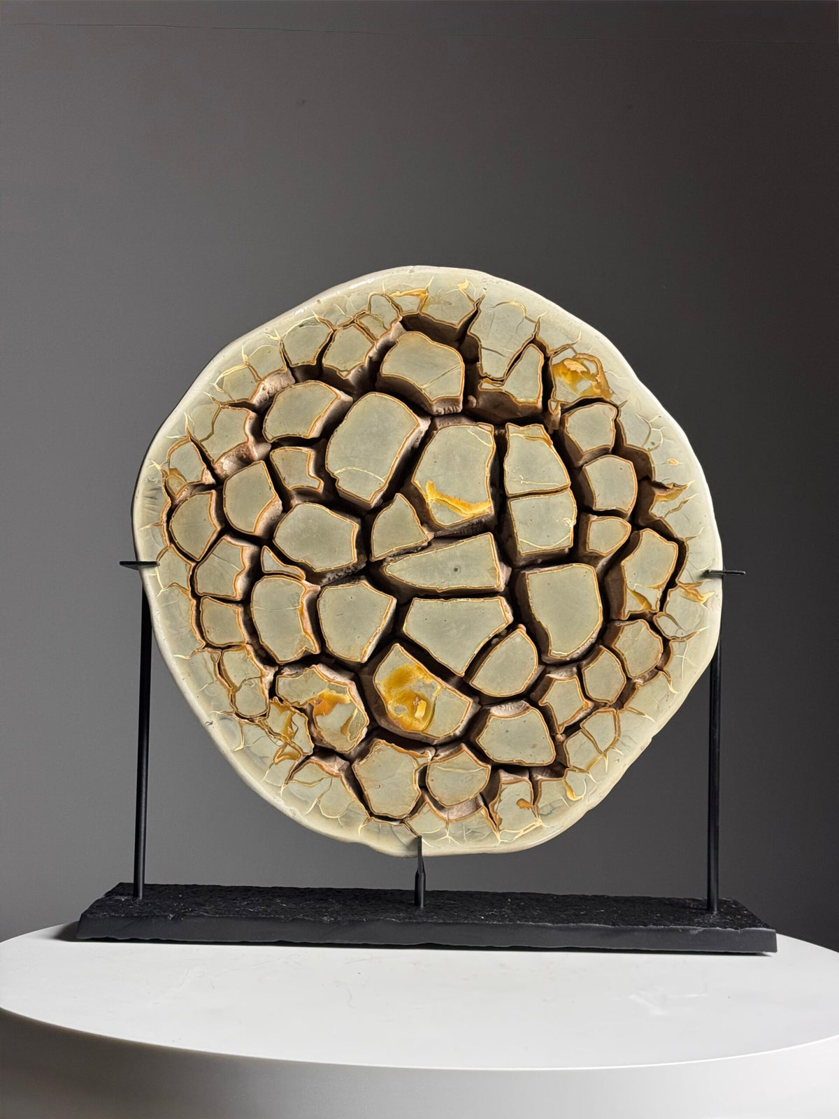 Septaria Nodule Cross Section on Metal Stand, photo 4