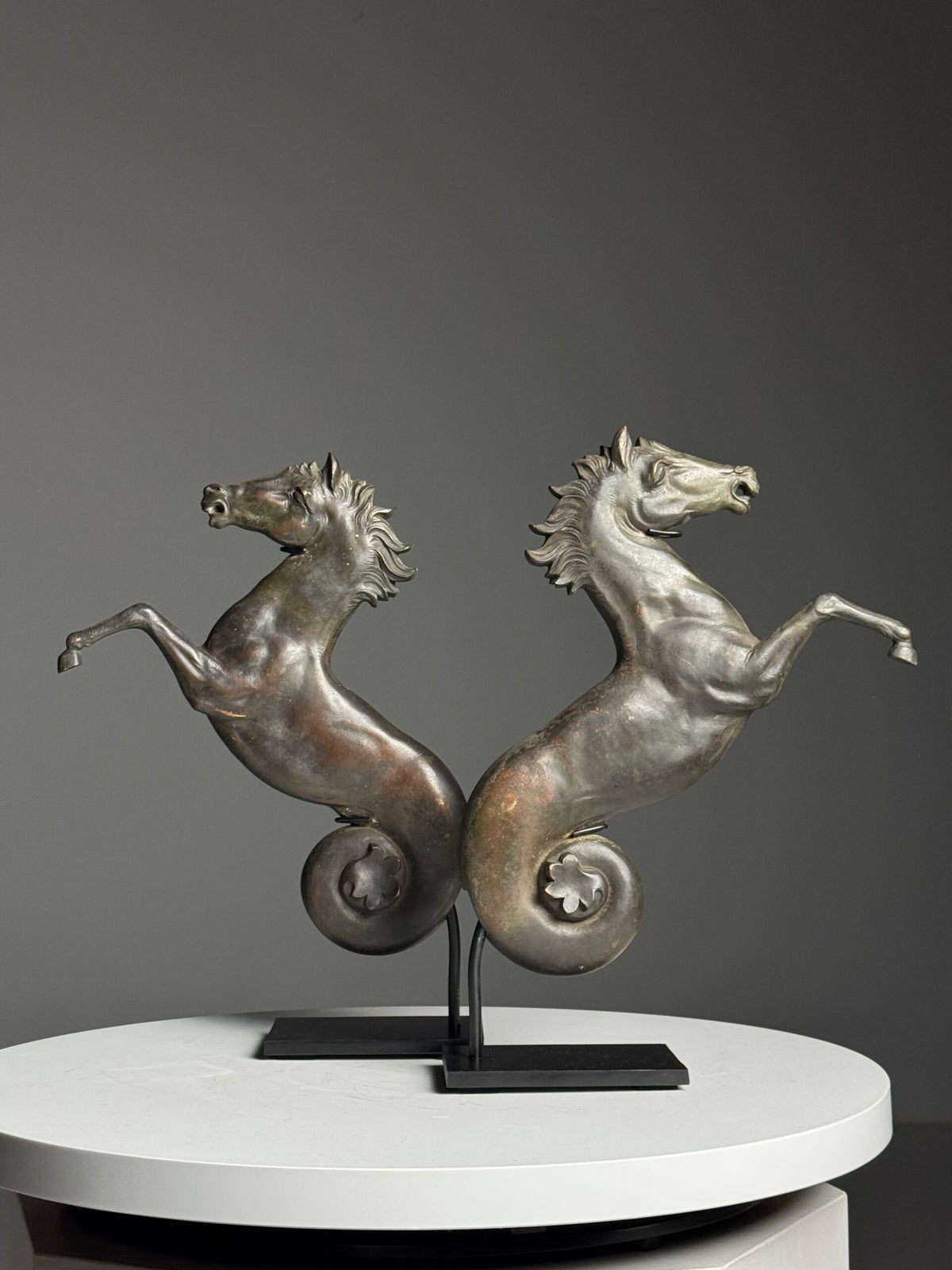Bronze Seahorse Sculpture in Two Halves, France, c. 1960, photo 11