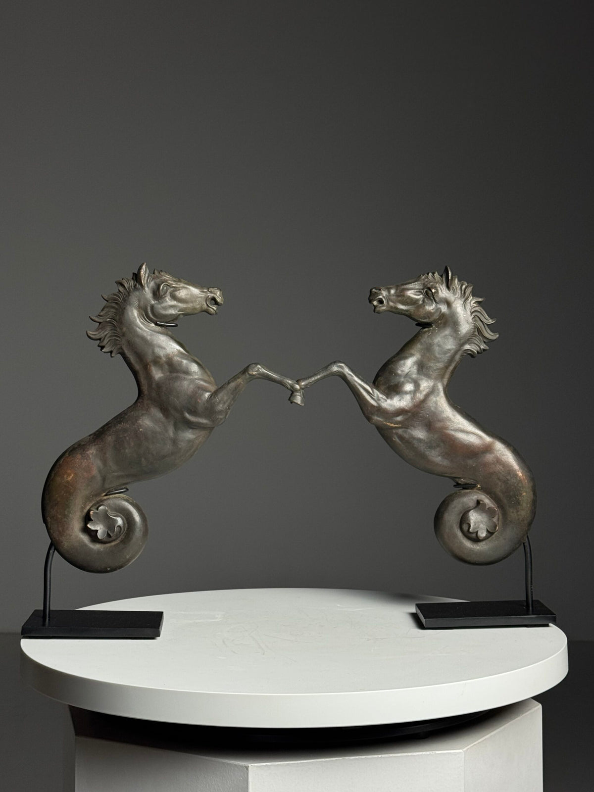 Bronze Seahorse Sculpture in Two Halves, France, c. 1960, photo 12