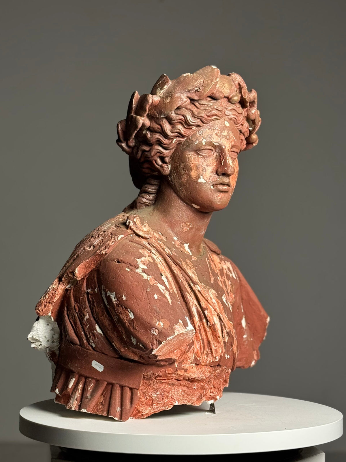 Plaster Statue of a Greek Goddess, Terracotta Painted, Early 20th Century, photo 3