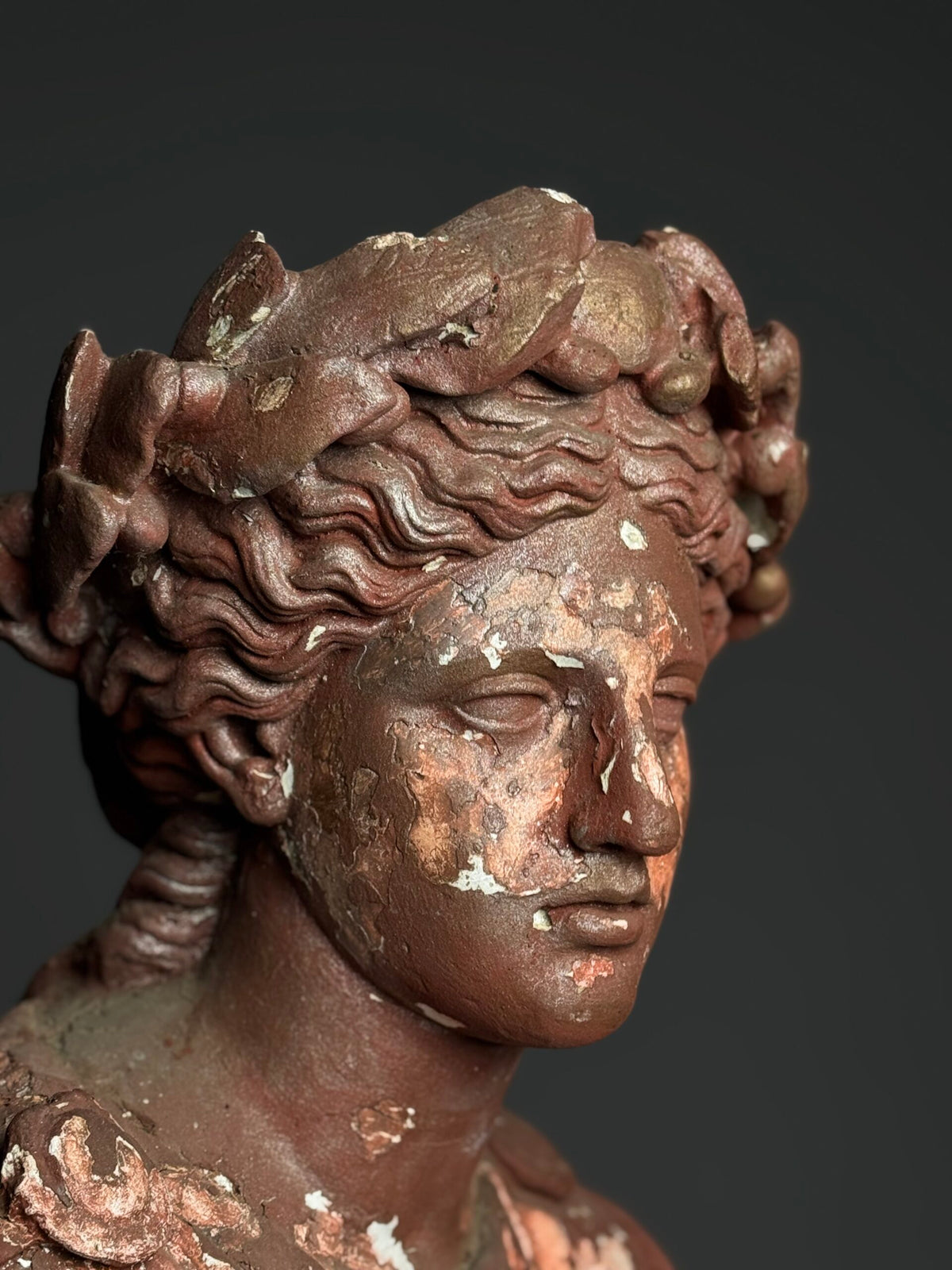 Plaster Statue of a Greek Goddess, Terracotta Painted, Early 20th Century, photo 7