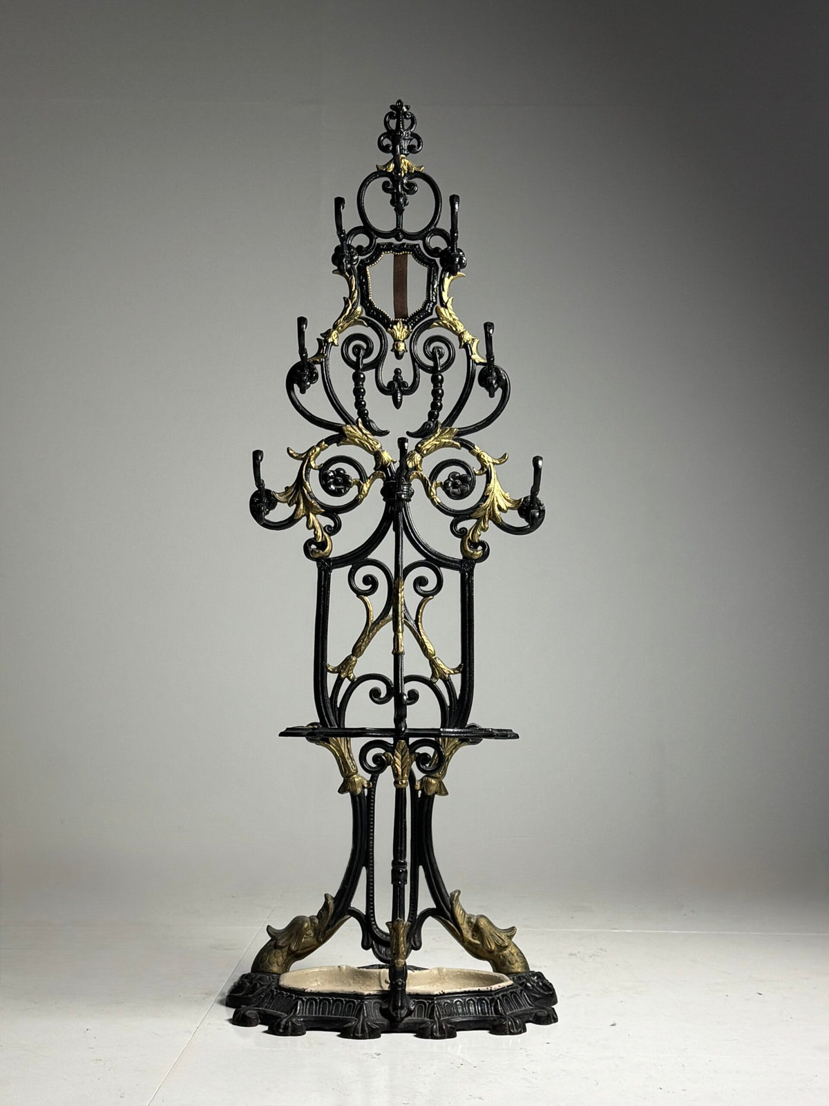 French Cast Iron Hall Stand with Umbrella Holder, 19th Century, photo 17