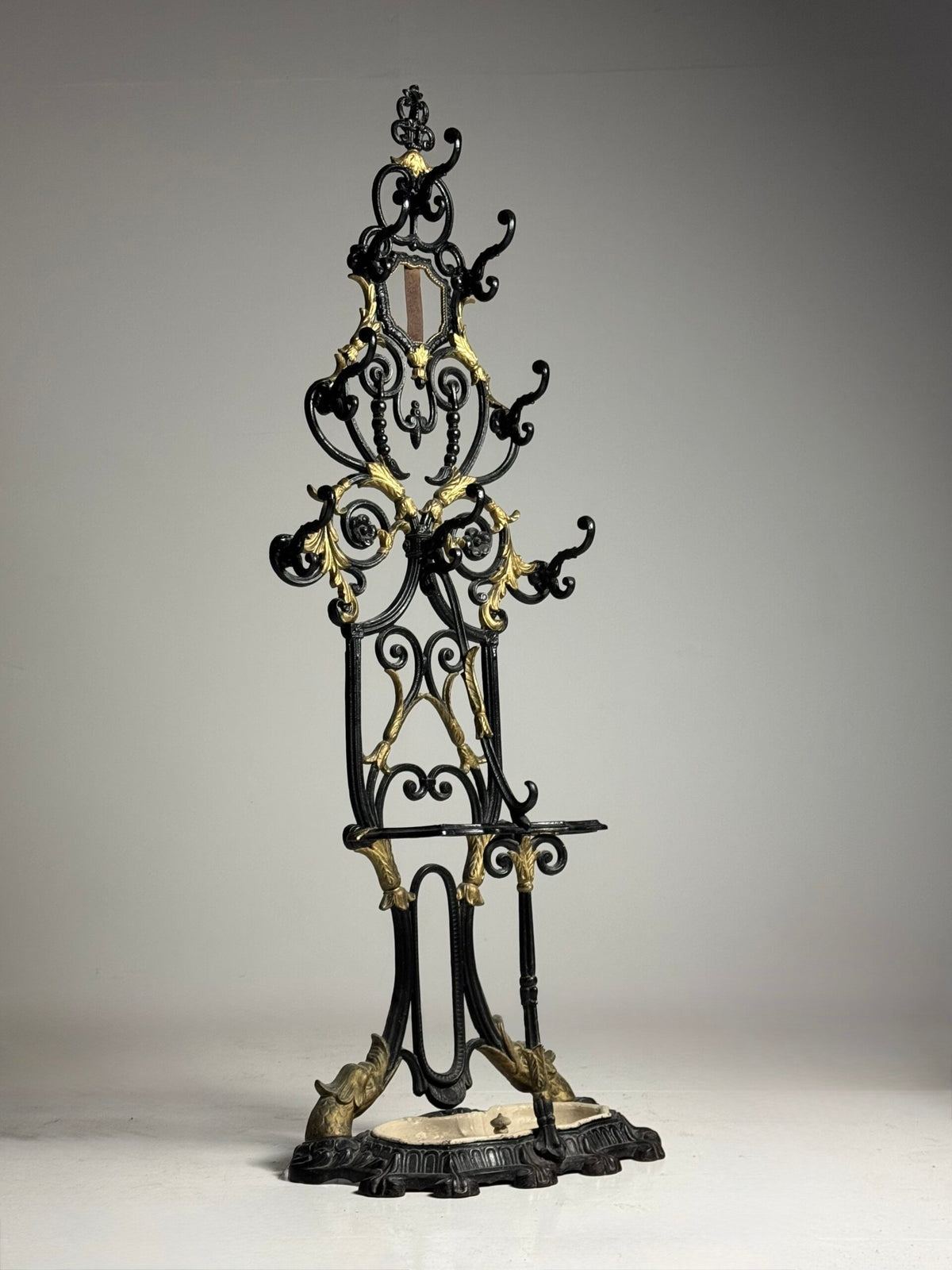 French Cast Iron Hall Stand with Umbrella Holder, 19th Century, photo 21