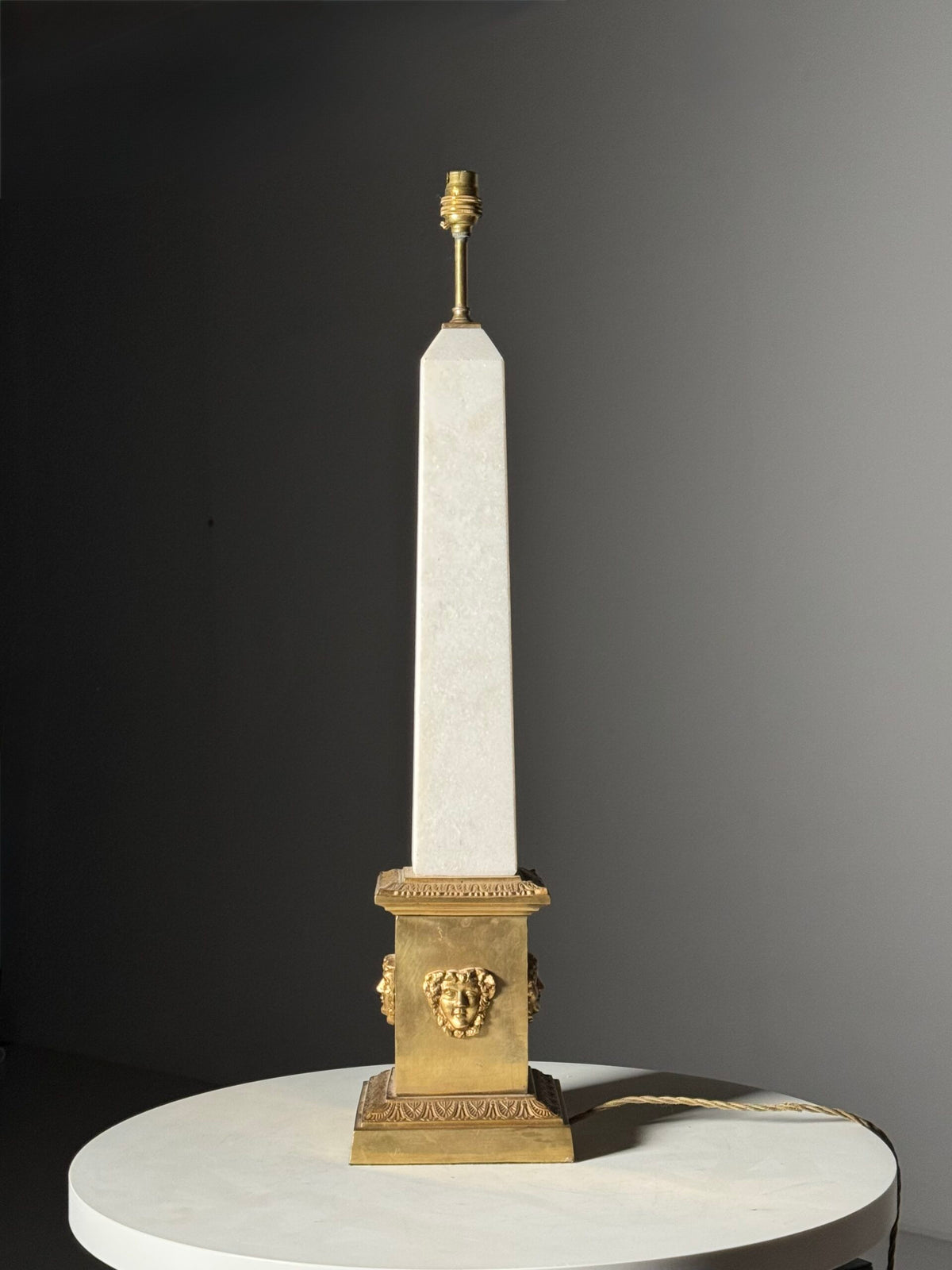 Neoclassical Marble Obelisk Table Lamp with Brass Base, 1970s, photo 10