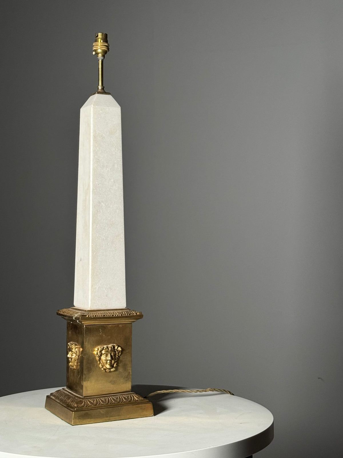 Neoclassical Marble Obelisk Table Lamp with Brass Base, 1970s, photo 12