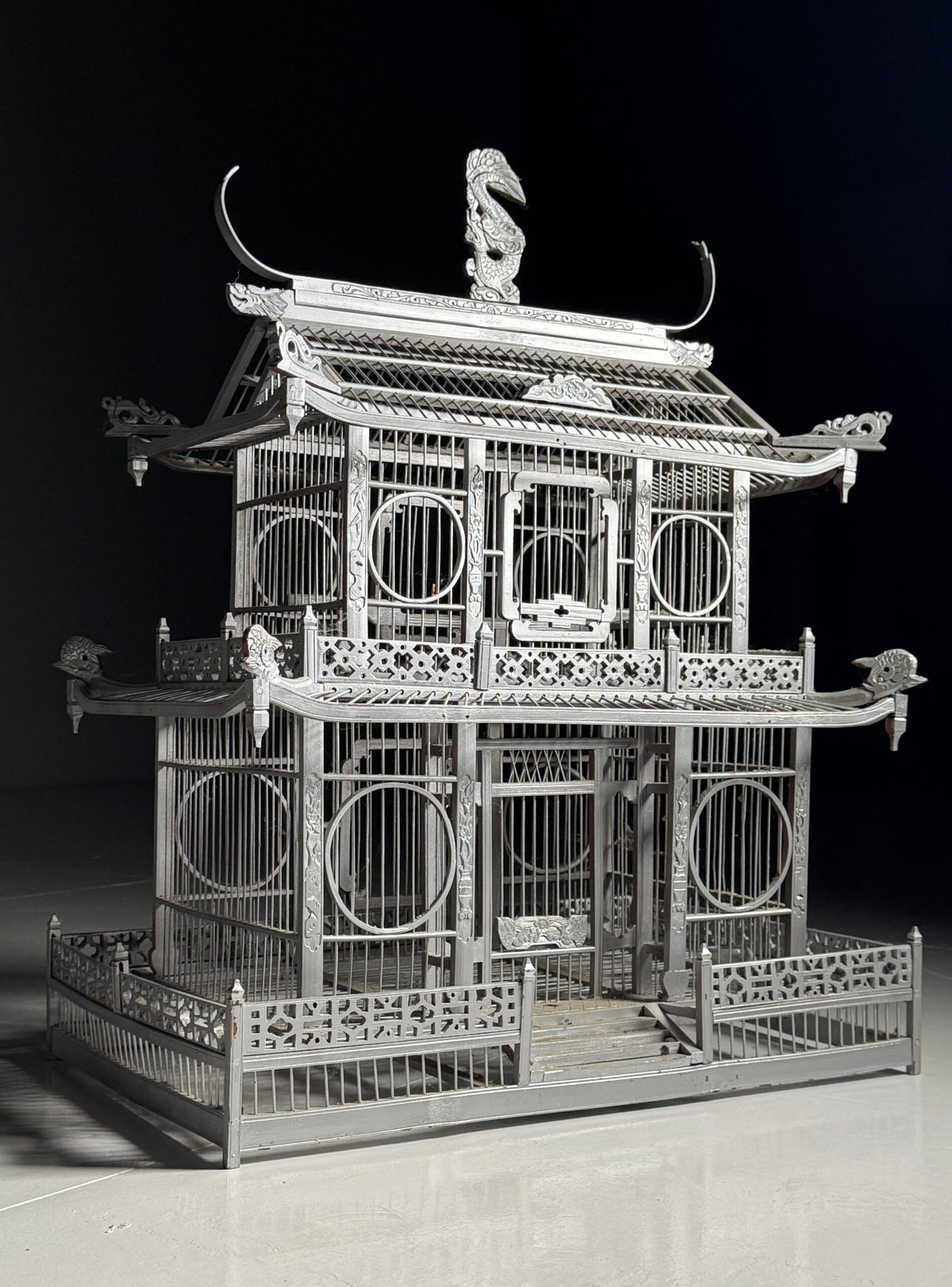 Asian Style Wooden Birdcage, Mid 20th Century, photo 9