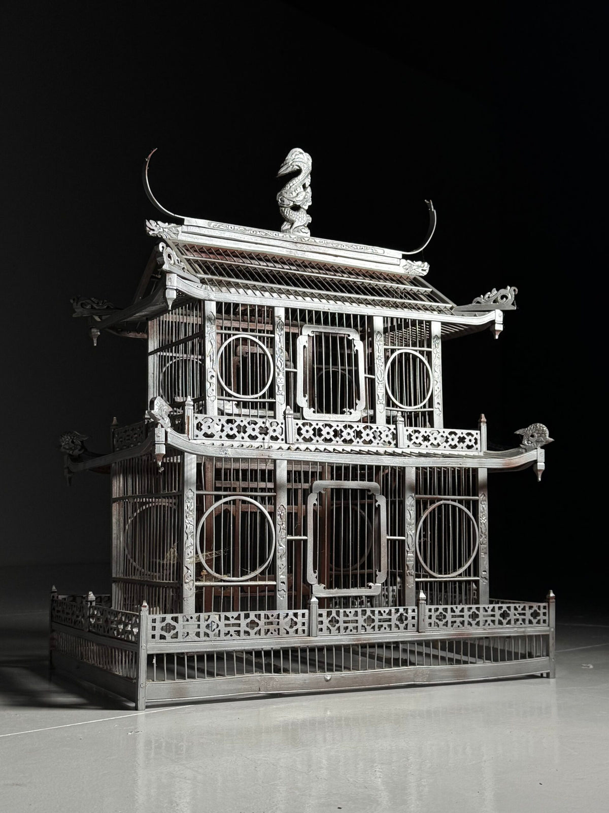 Asian Style Wooden Birdcage, Mid 20th Century, photo 1