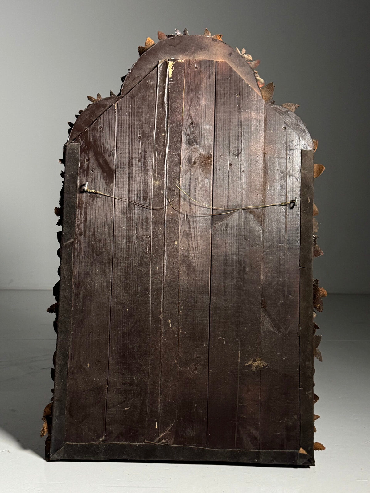 English Folk Art Mirror with Leather Decoration, Early 20th Century, photo 3