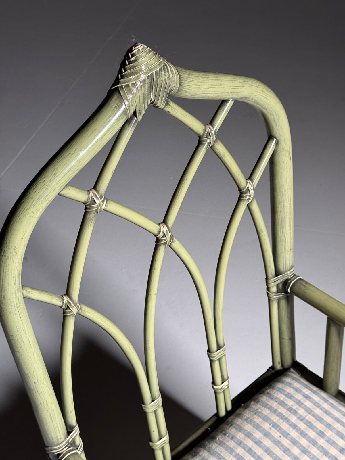 Olive Green Bamboo Armchair, circa 1980, photo 10