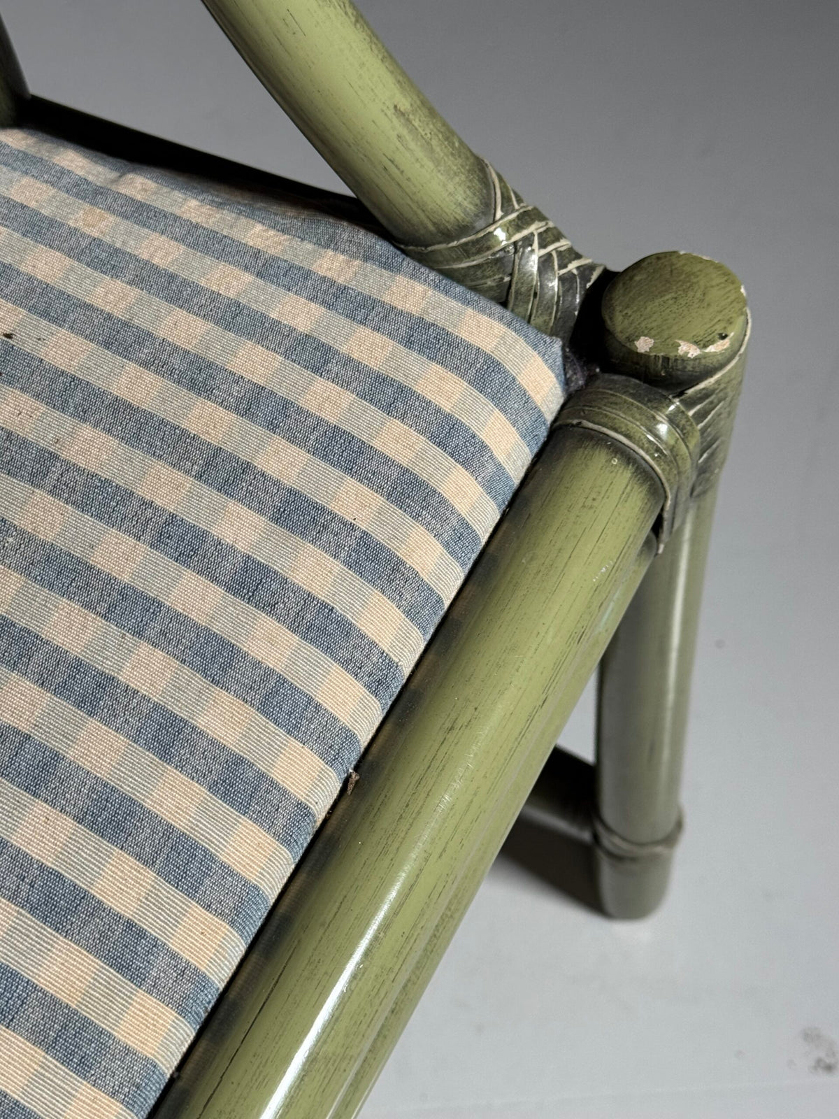 Olive Green Bamboo Armchair, circa 1980, photo 8