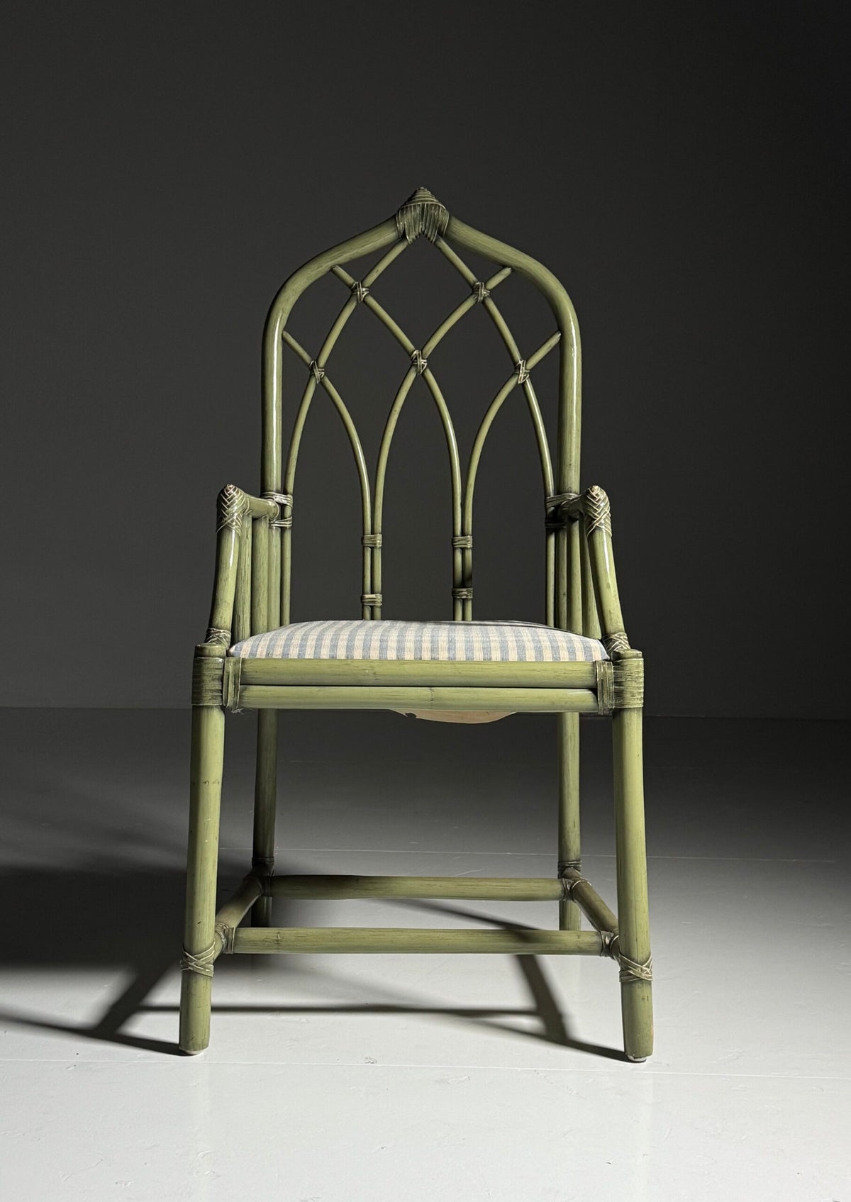 Olive Green Bamboo Armchair, circa 1980, photo 5