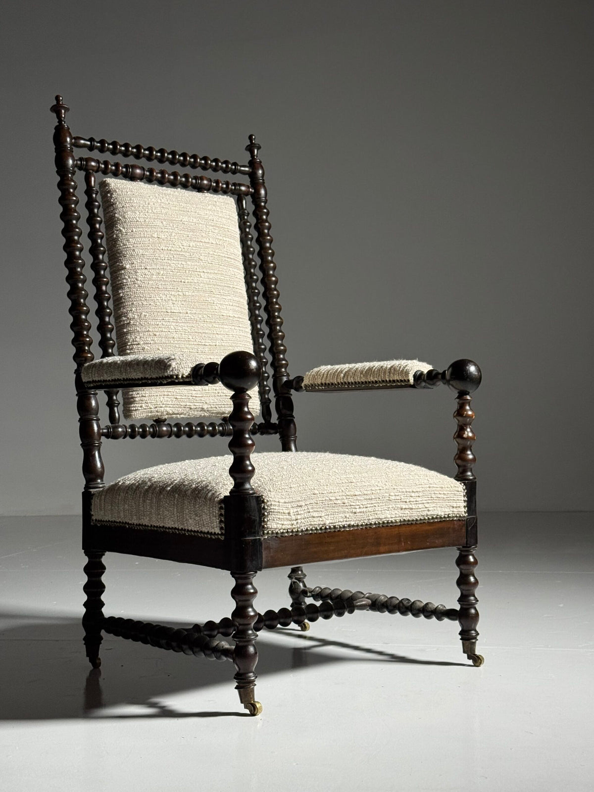 English Bobbin Armchair in Boucle, c. 1890, photo 3