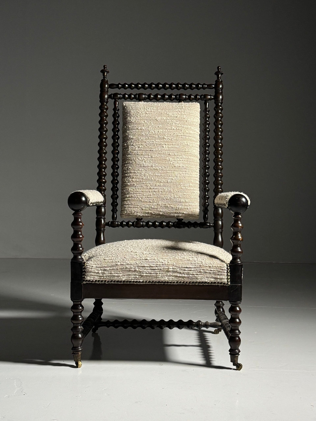 English Bobbin Armchair in Boucle, c. 1890, photo 15