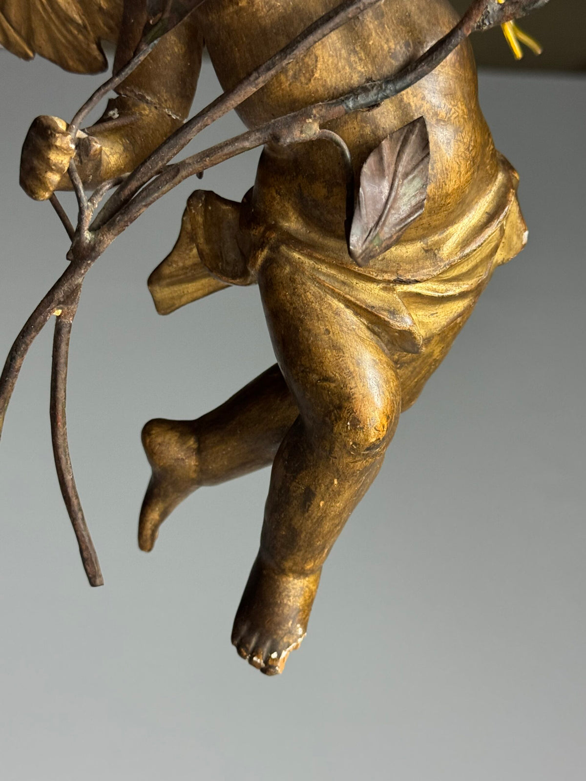 Pair of Giltwood Putti Lamps, France or Italy, 19th Century, photo 6