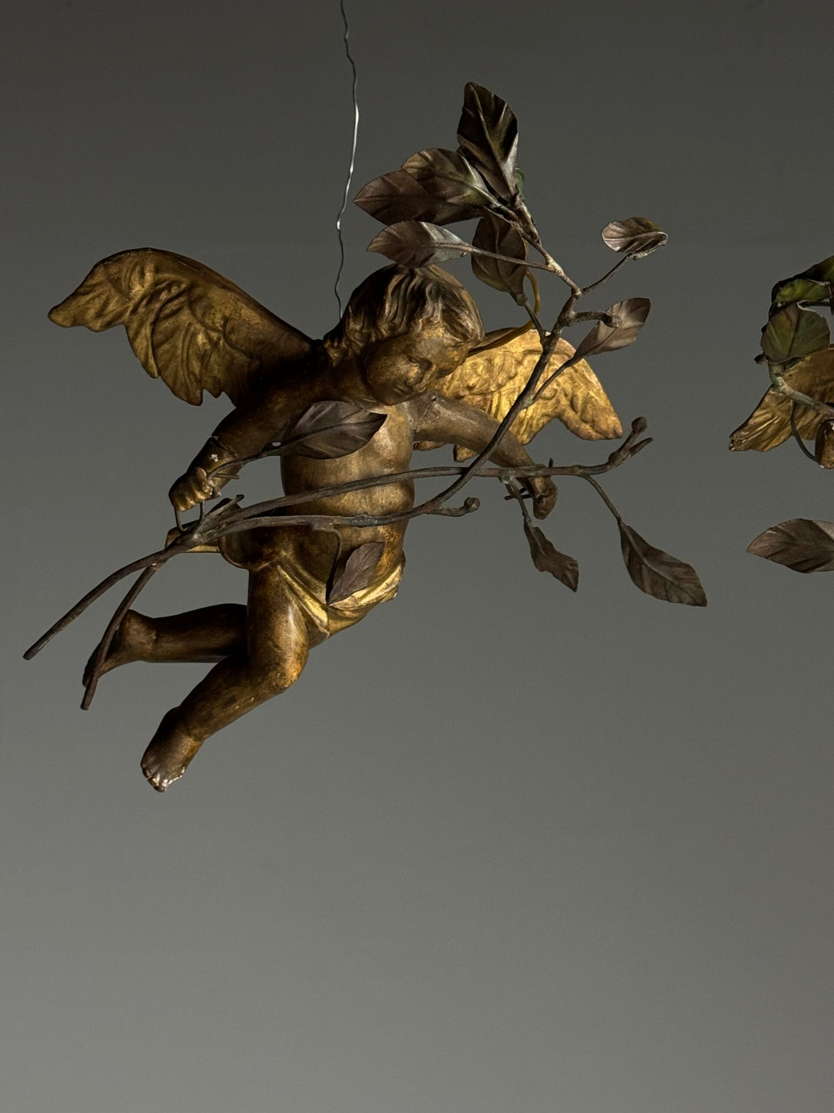 Pair of Giltwood Putti Lamps, France or Italy, 19th Century, photo 11