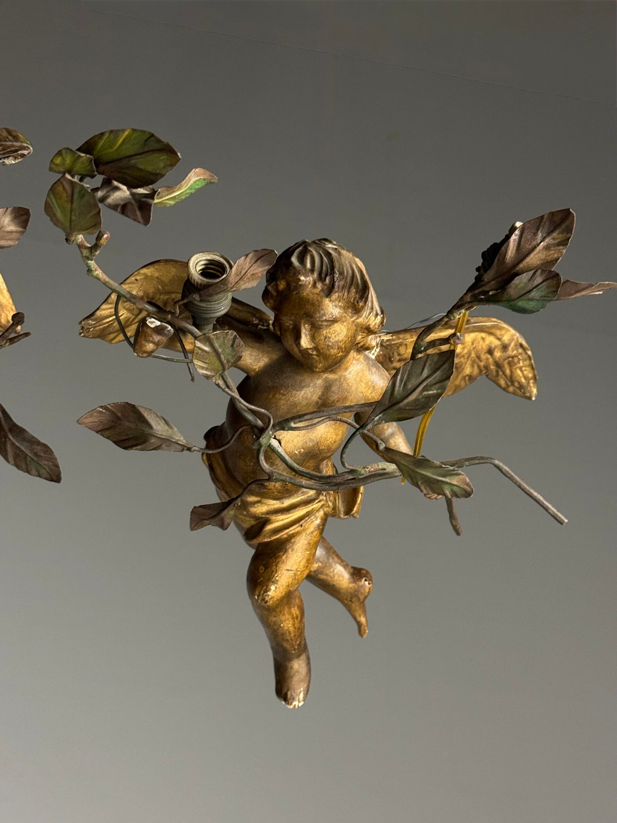 Pair of Giltwood Putti Lamps, France or Italy, 19th Century, photo 16