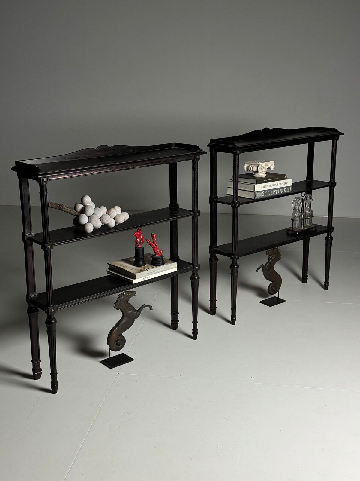 Pair of Louis XVI Style Oak Etageres, France, Mid 20th Century, photo 12