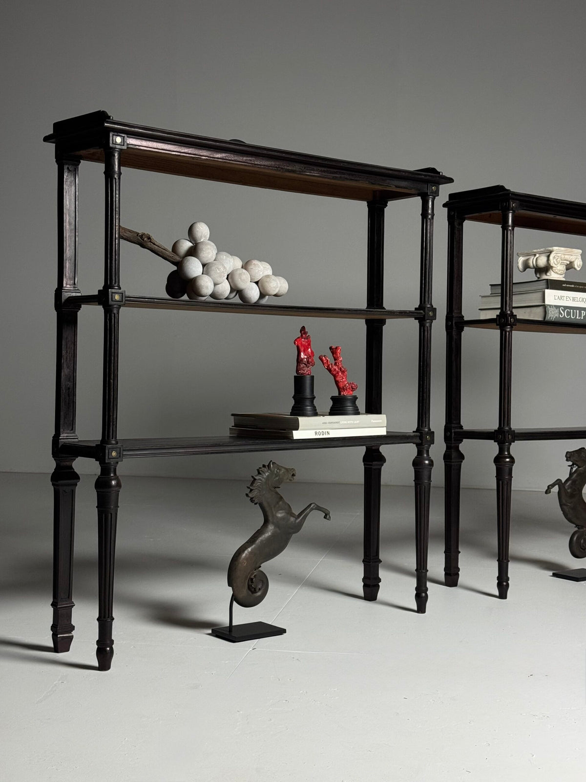 Pair of Louis XVI Style Oak Etageres, France, Mid 20th Century, photo 13