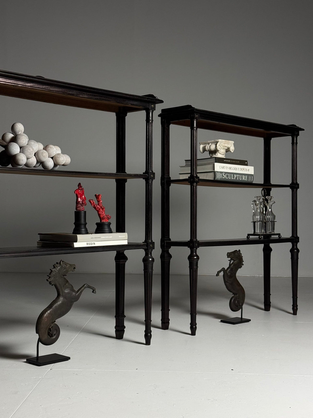 Pair of Louis XVI Style Oak Etageres, France, Mid 20th Century, photo 14