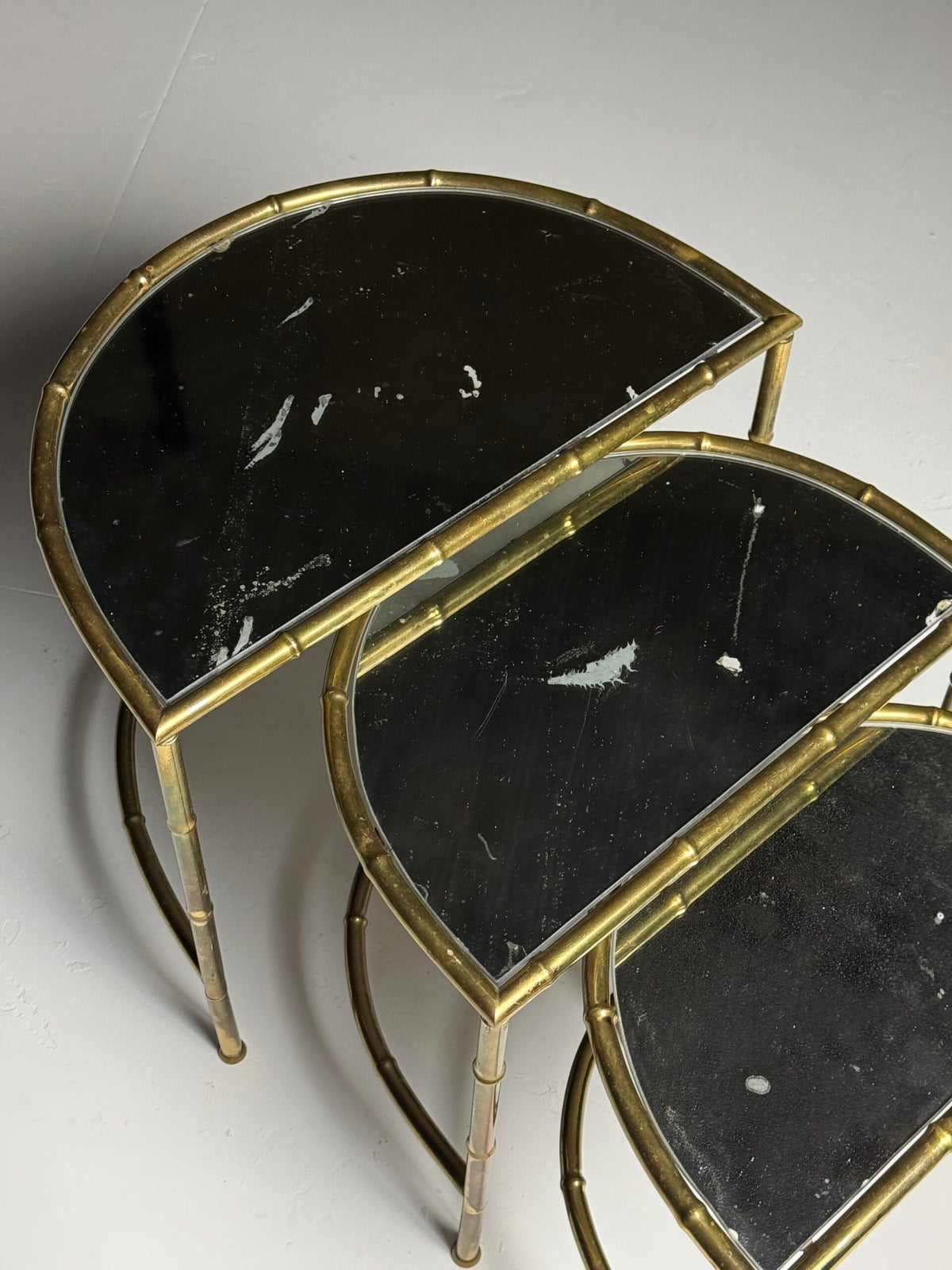 Set of Three Faux Bamboo Nesting Tables, 1960s to 1970s, photo 11