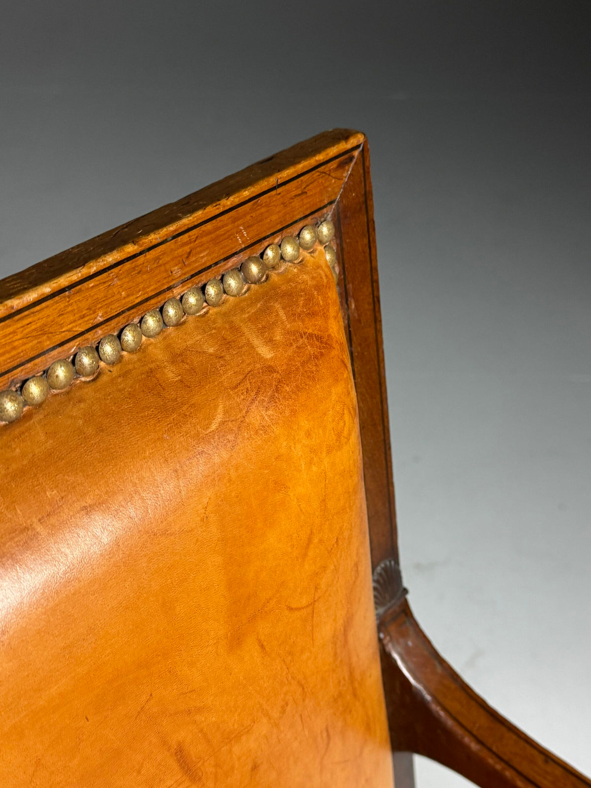 French Leather Armchair with Mahogany Frame, Late 19th Century, photo 14