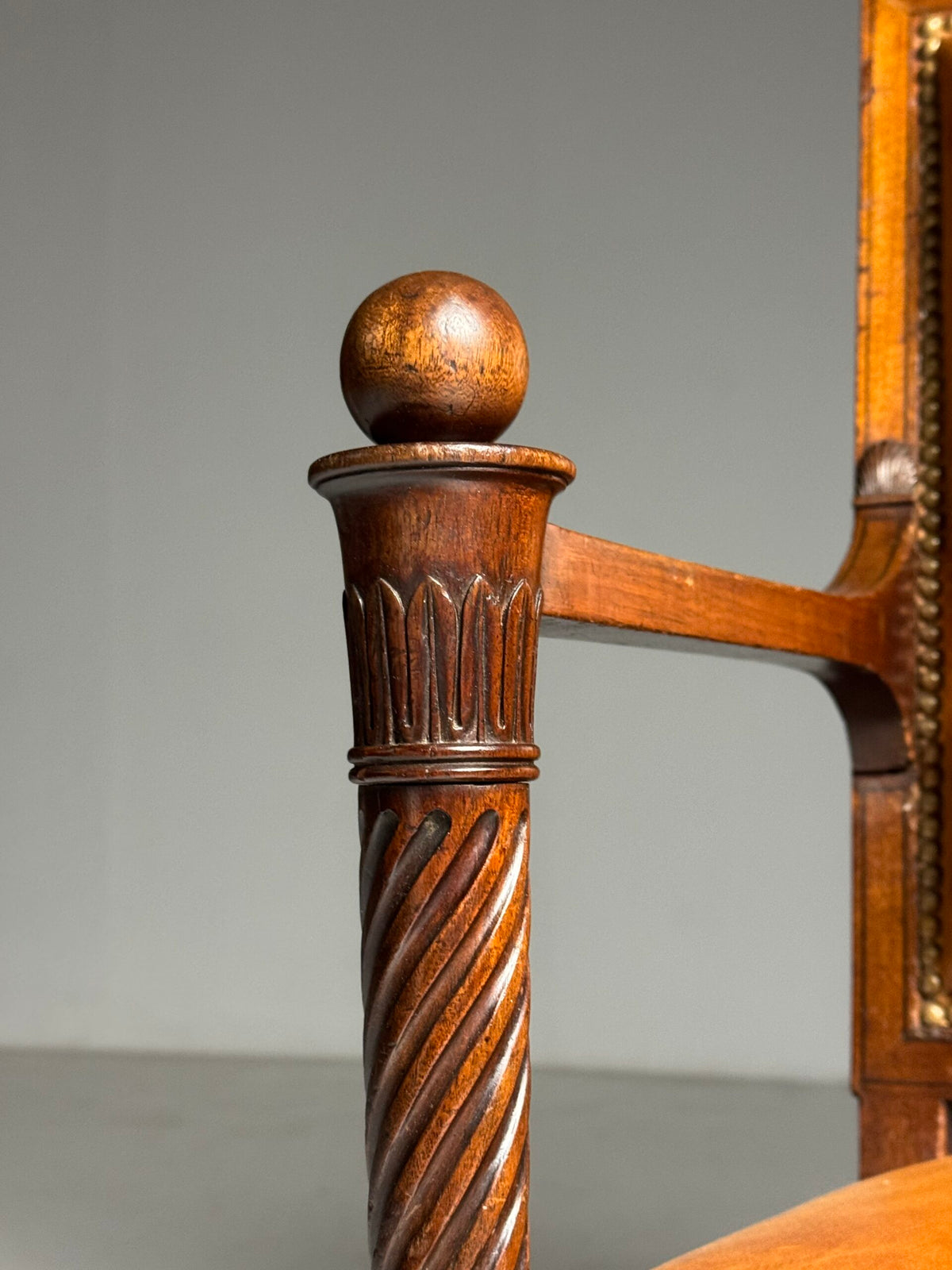 French Leather Armchair with Mahogany Frame, Late 19th Century, photo 7