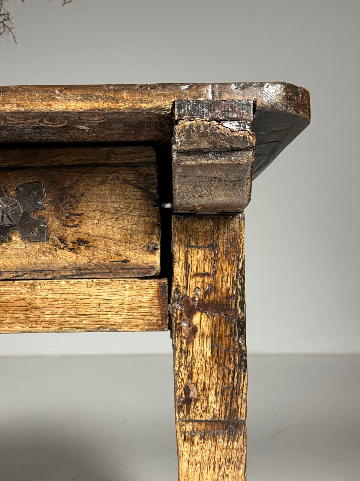 Spanish Walnut Table with Three Drawers, 18th Century, photo 18