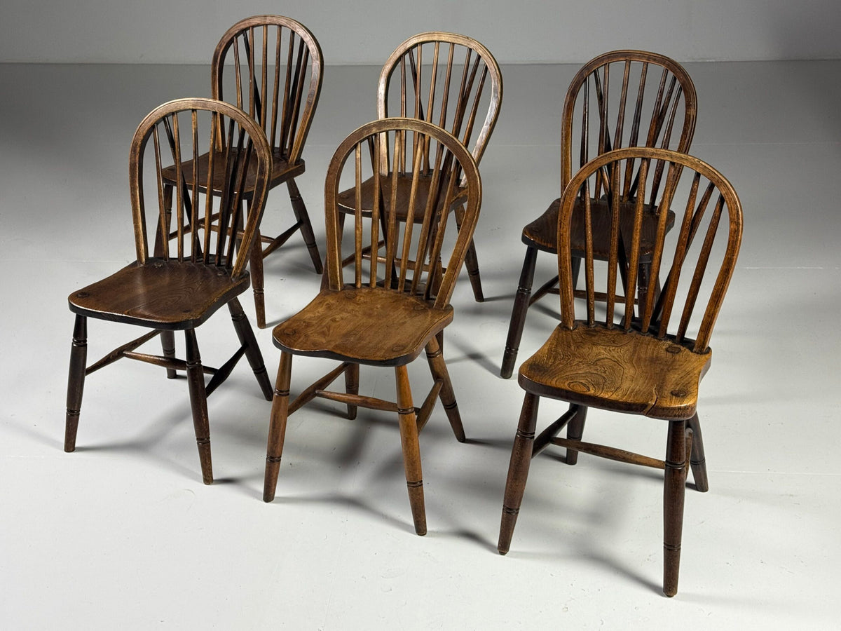 Set of Six English Windsor Dining Chairs, c. 1900, photo 1
