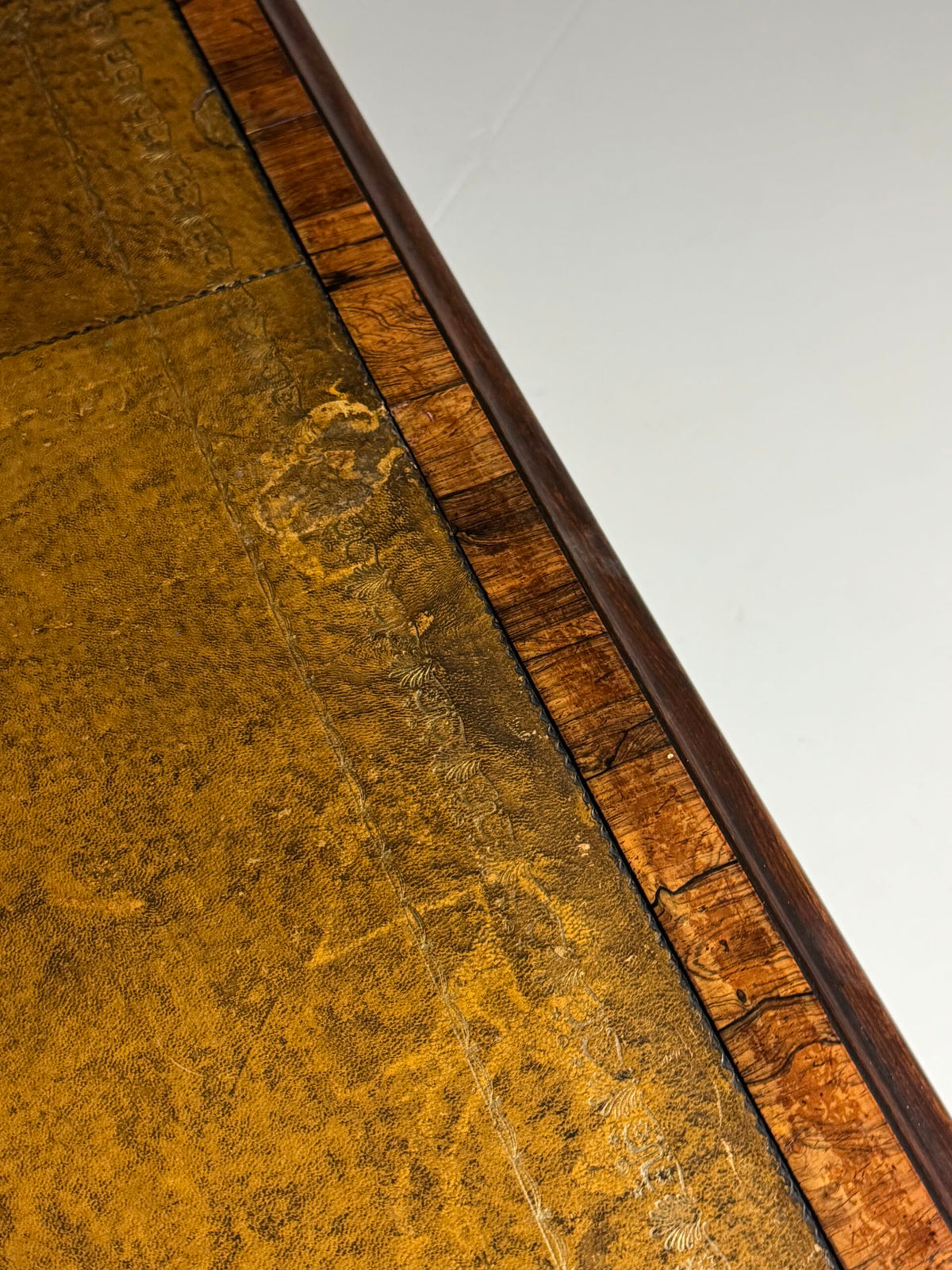 English Mahogany Writing Desk with Ochre Leather Top, c. 1890 to 1900, photo 23