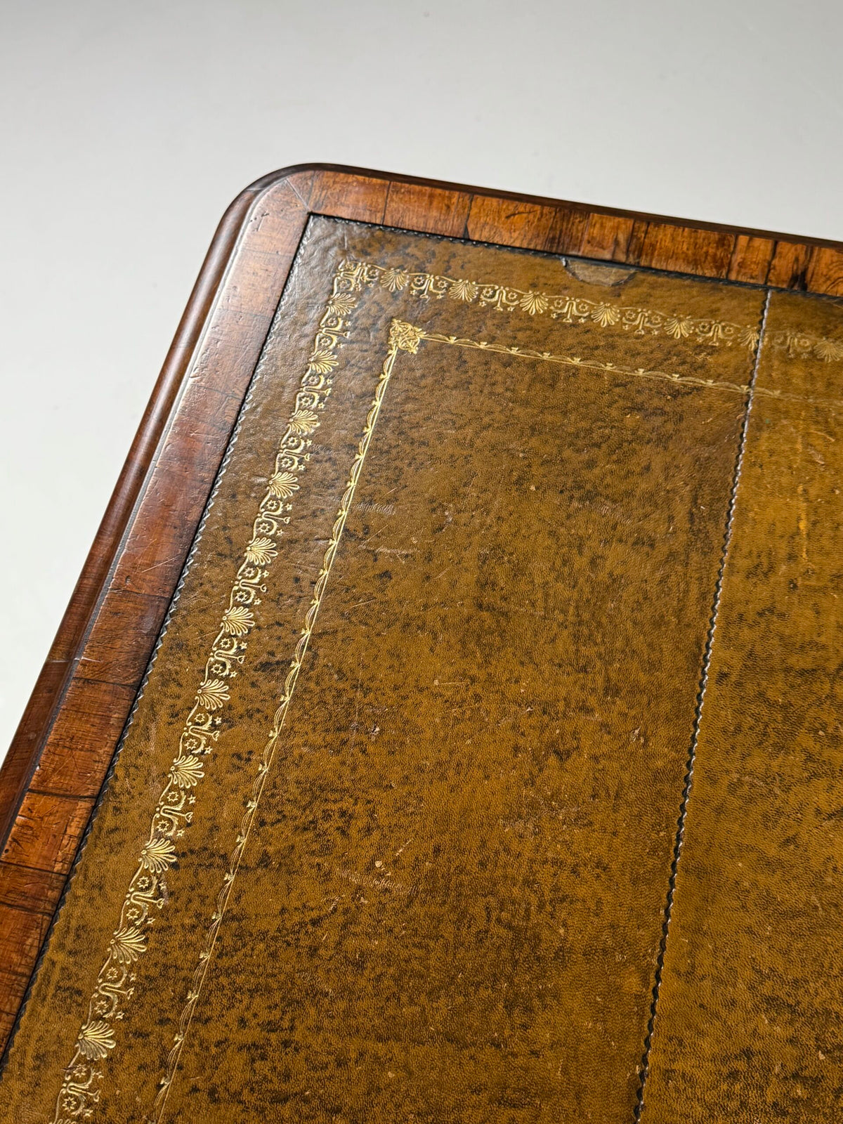 English Mahogany Writing Desk with Ochre Leather Top, c. 1890 to 1900, photo 12
