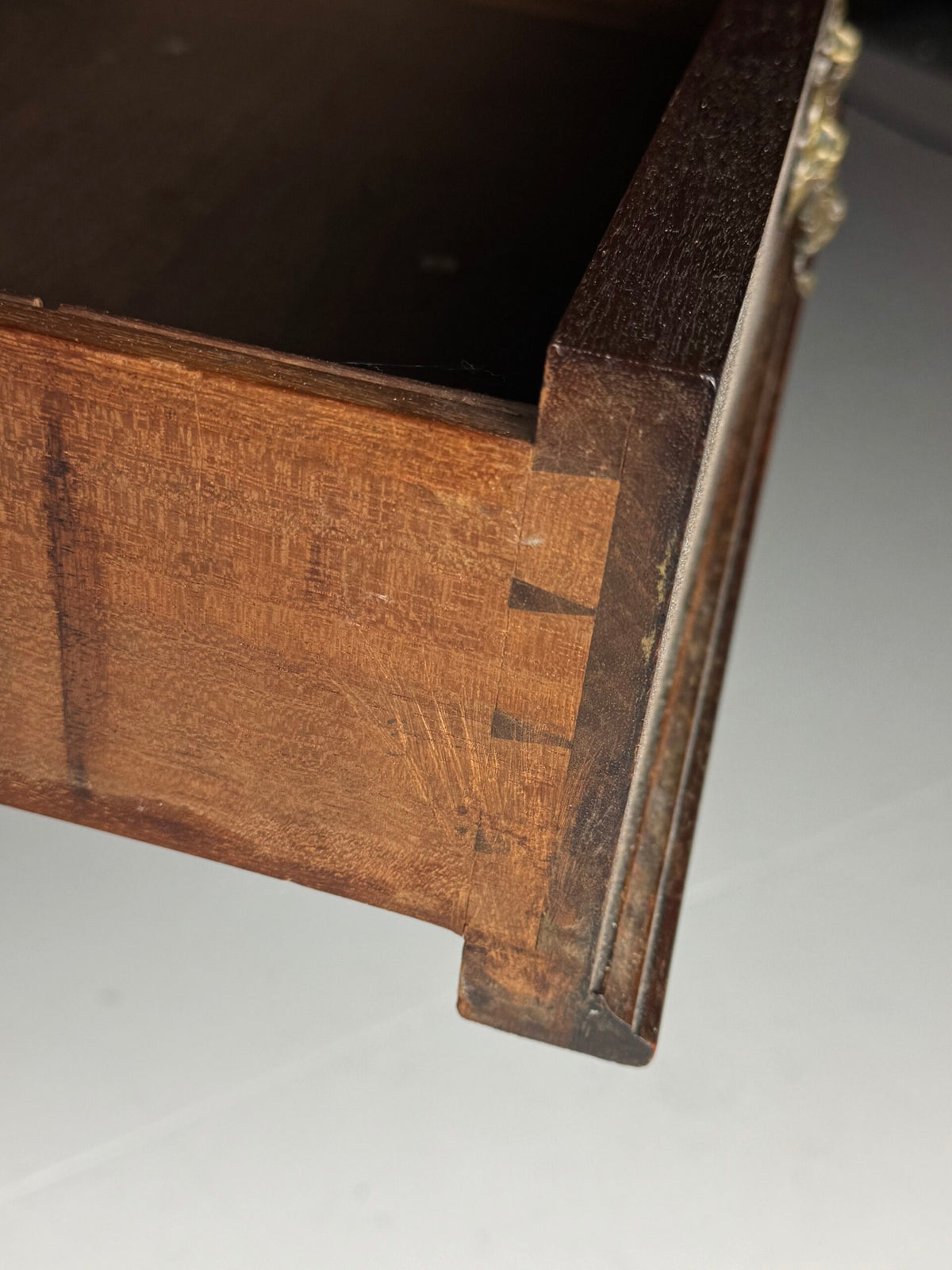 English Mahogany Writing Desk with Ochre Leather Top, c. 1890 to 1900, photo 2
