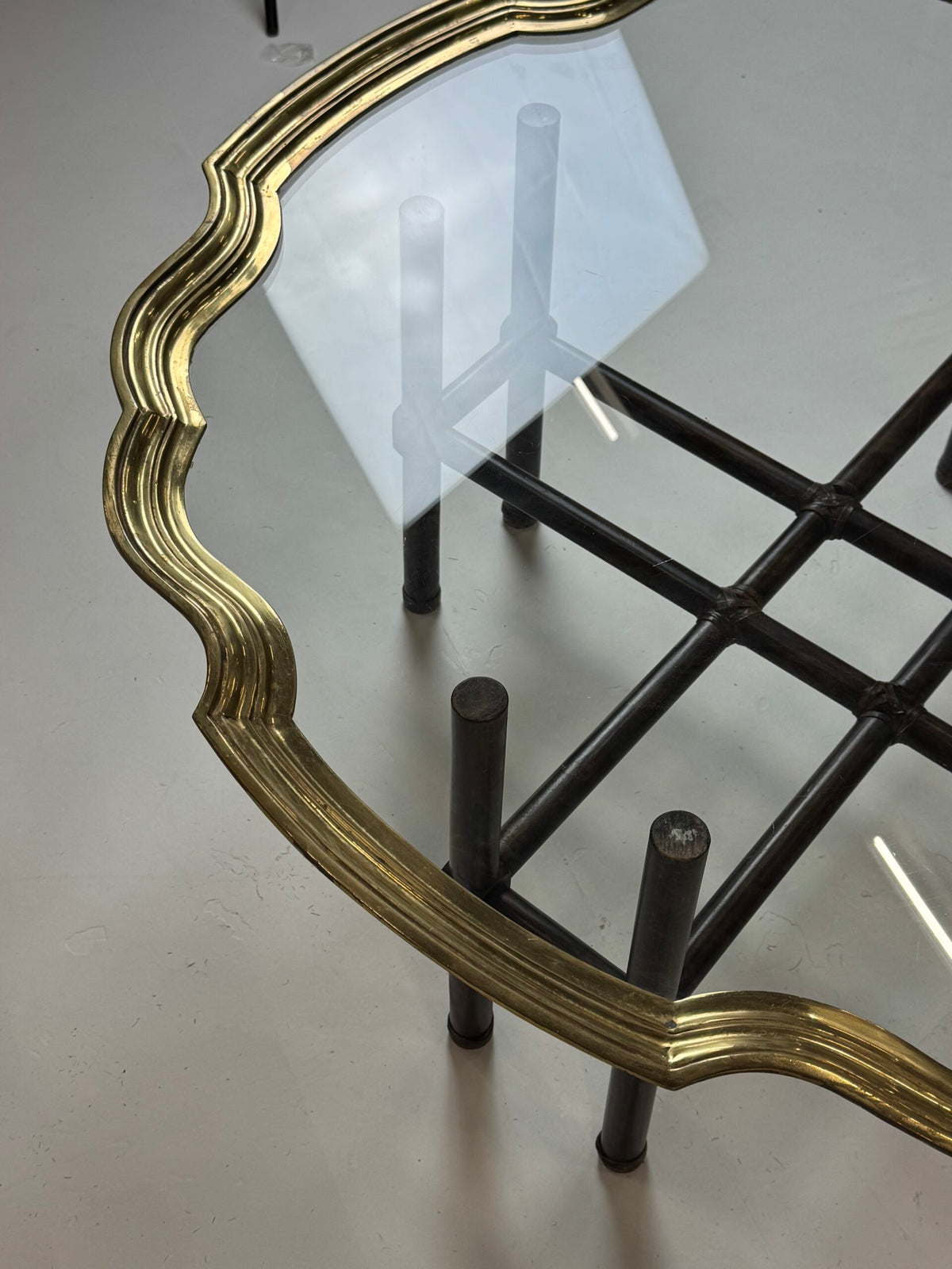 1970s to 1980s Glass Coffee Table with Brass Frame, photo 3