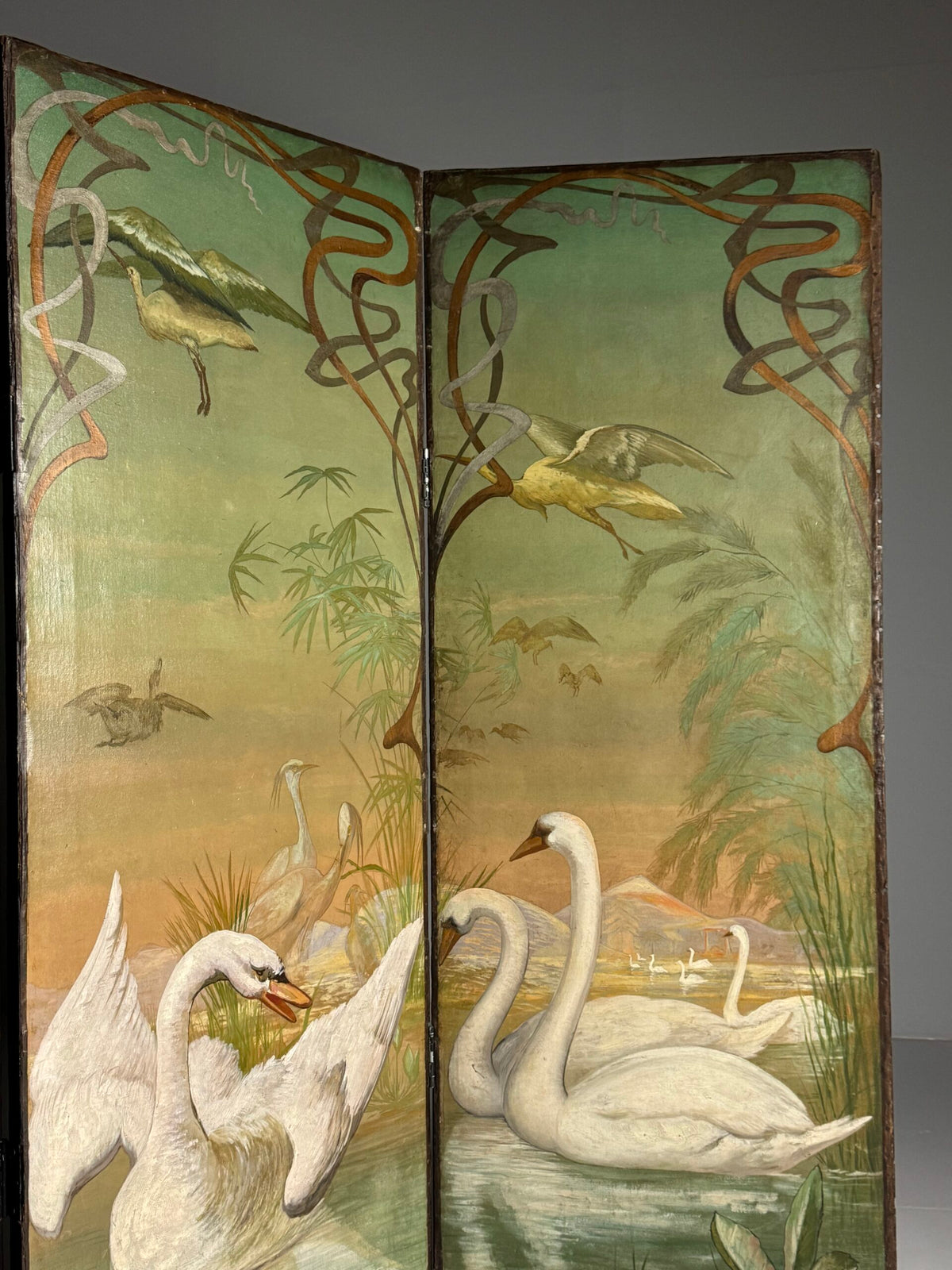 Art Nouveau and Japanning Style Double Sided Folding Screen, c. 1890 to 1910, photo 2