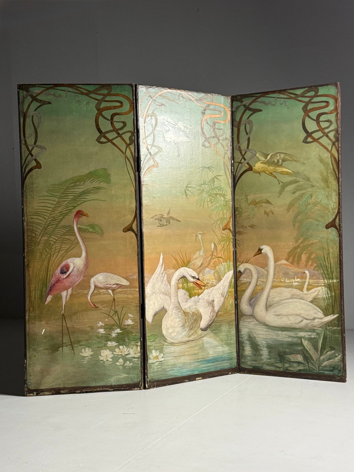Art Nouveau and Japanning Style Double Sided Folding Screen, c. 1890 to 1910, photo 3