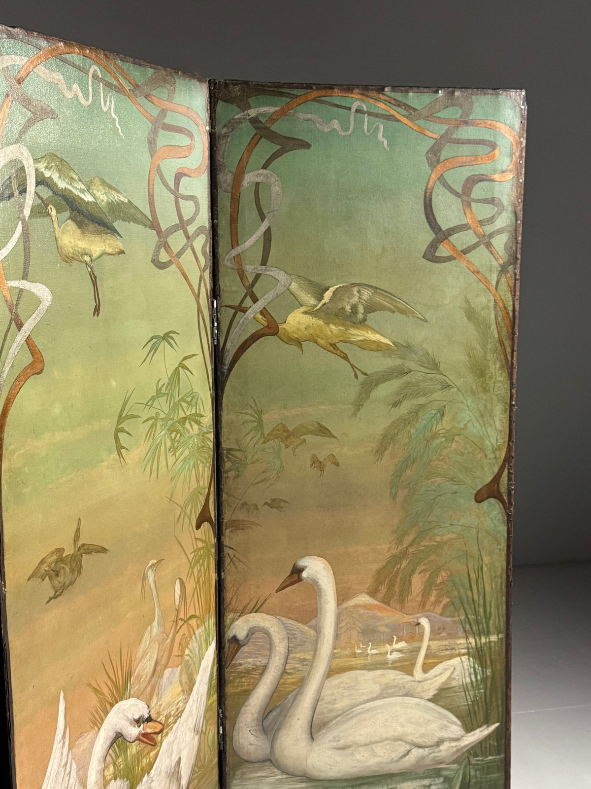 Art Nouveau and Japanning Style Double Sided Folding Screen, c. 1890 to 1910, photo 5