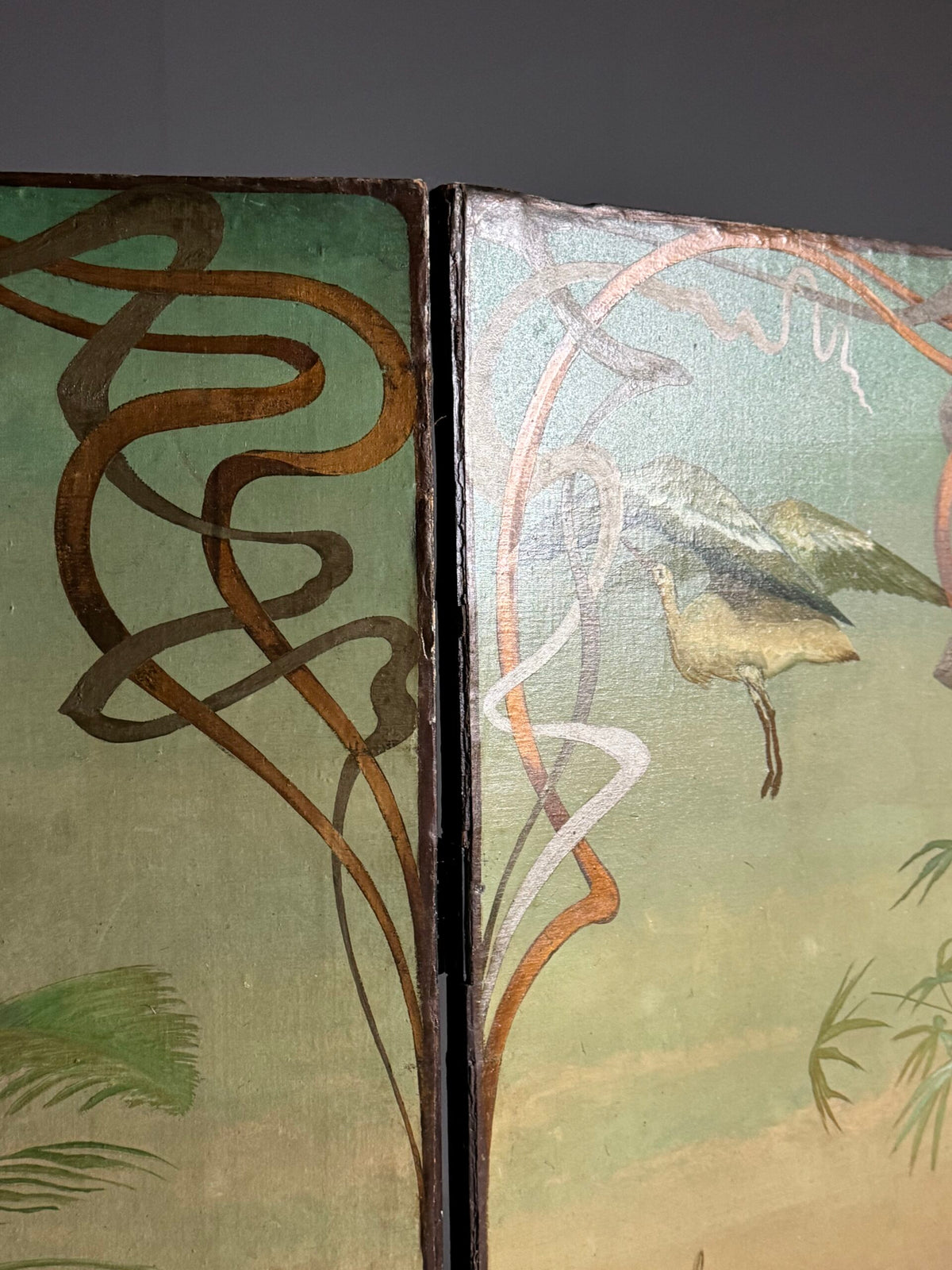 Art Nouveau and Japanning Style Double Sided Folding Screen, c. 1890 to 1910, photo 14