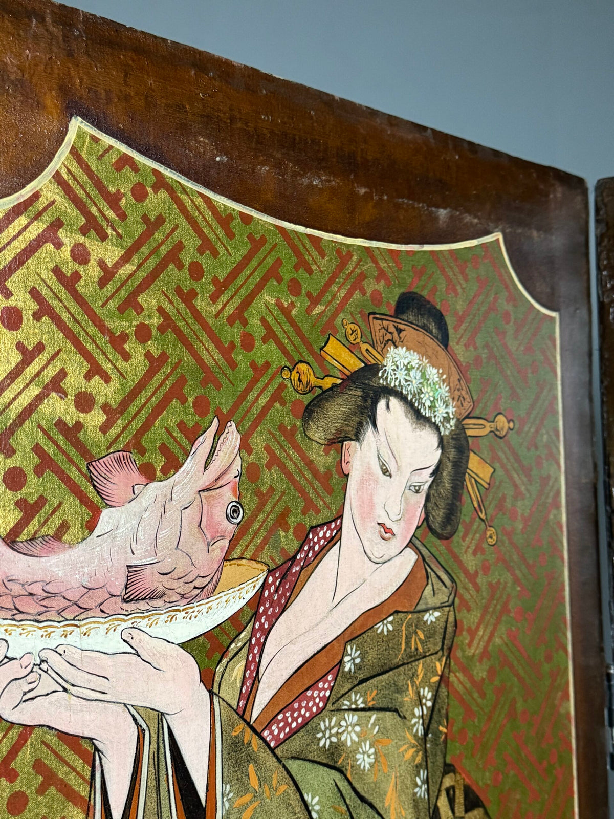 Art Nouveau and Japanning Style Double Sided Folding Screen, c. 1890 to 1910, photo 19