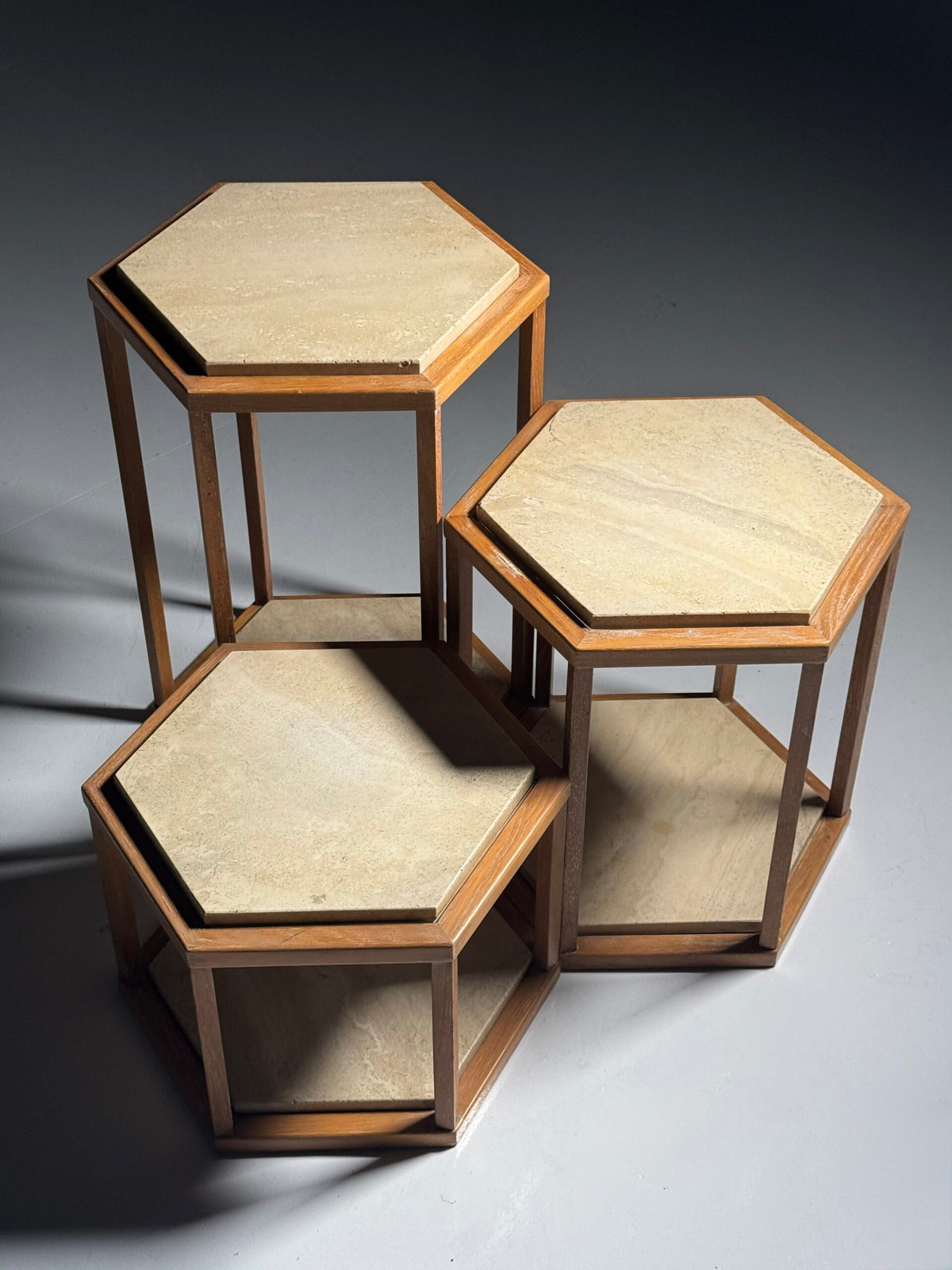 Set of Three Hexagonal Side Tables by Fournier Decoration Paris for Roche Bobois, photo 13