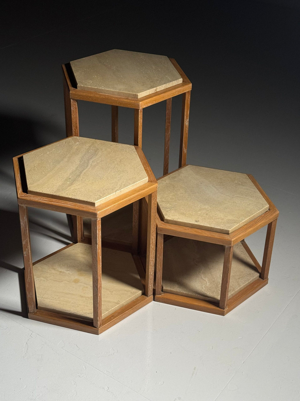 Set of Three Hexagonal Side Tables by Fournier Decoration Paris for Roche Bobois, photo 8