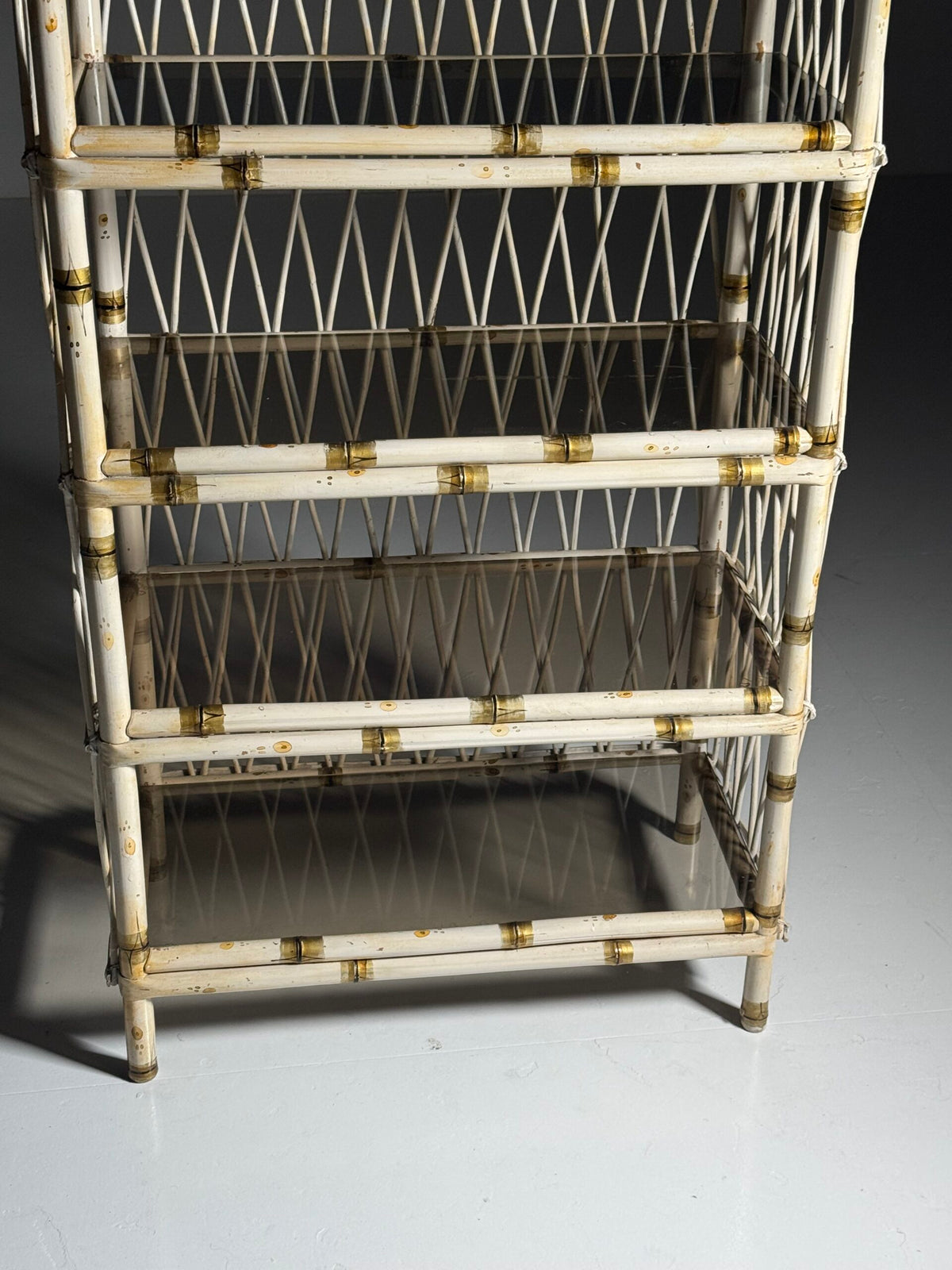 Asian Style White Bamboo Bookcase, England c. 1980, photo 4