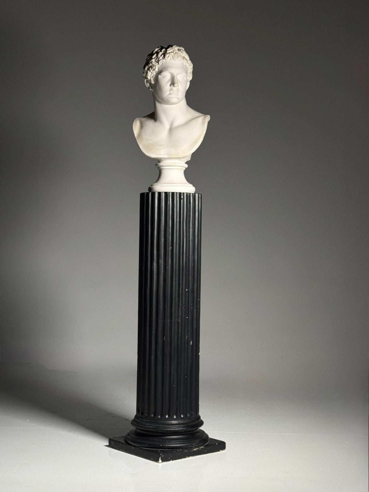 Neoclassical Black Plaster Column Pedestal, photo 10