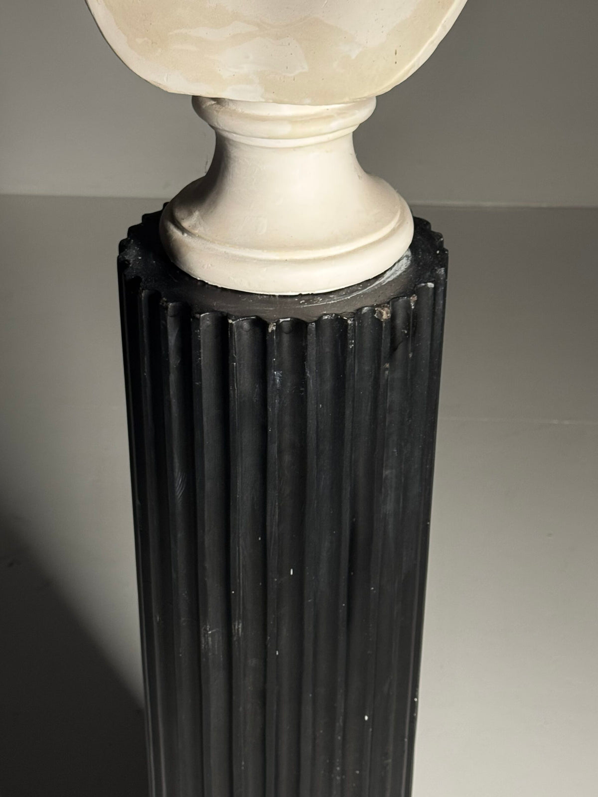 Neoclassical Black Plaster Column Pedestal, photo 12