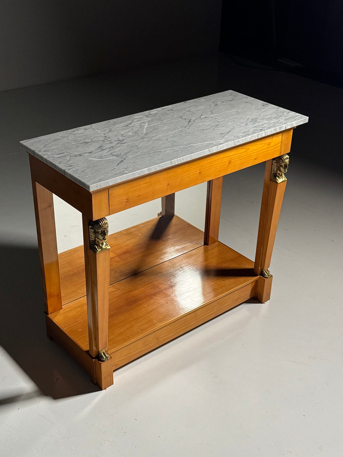 Empire Style Console Table with Marble Top and Sphinx Mounts, photo 9