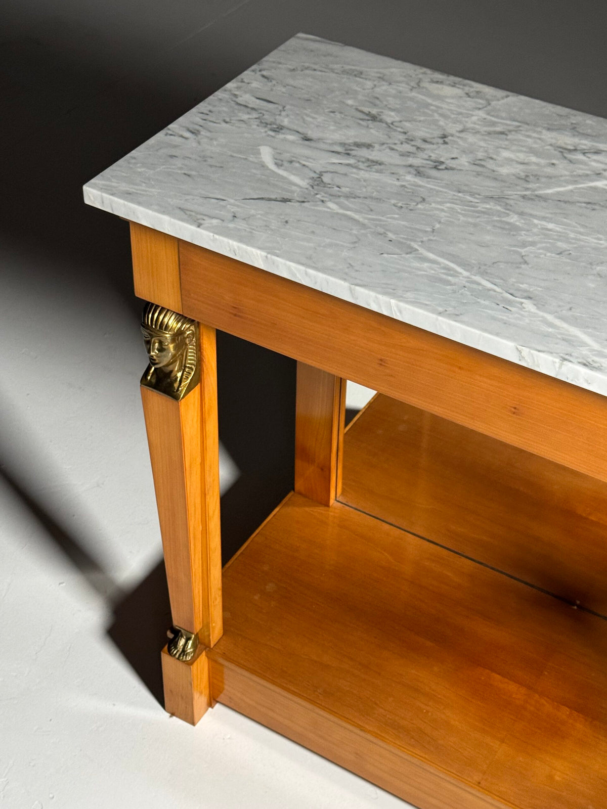 Empire Style Console Table with Marble Top and Sphinx Mounts, photo 13