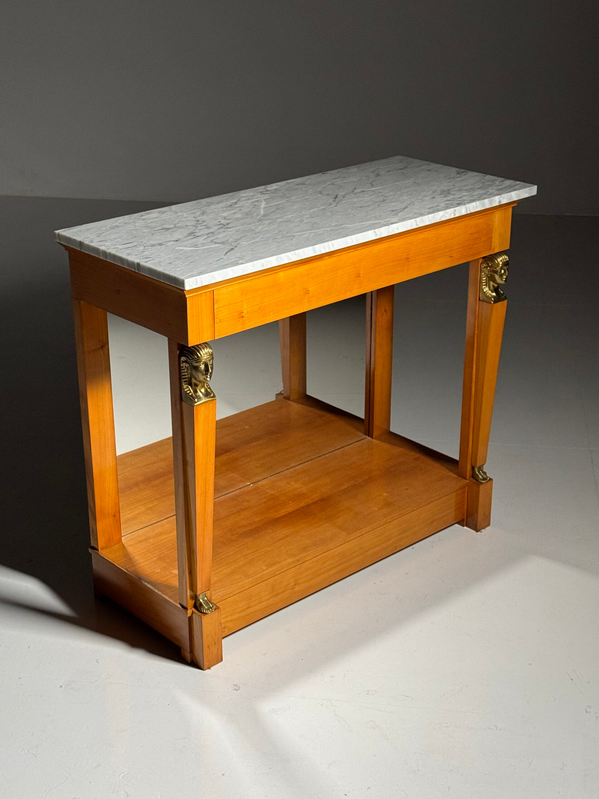 Empire Style Console Table with Marble Top and Sphinx Mounts, photo 18